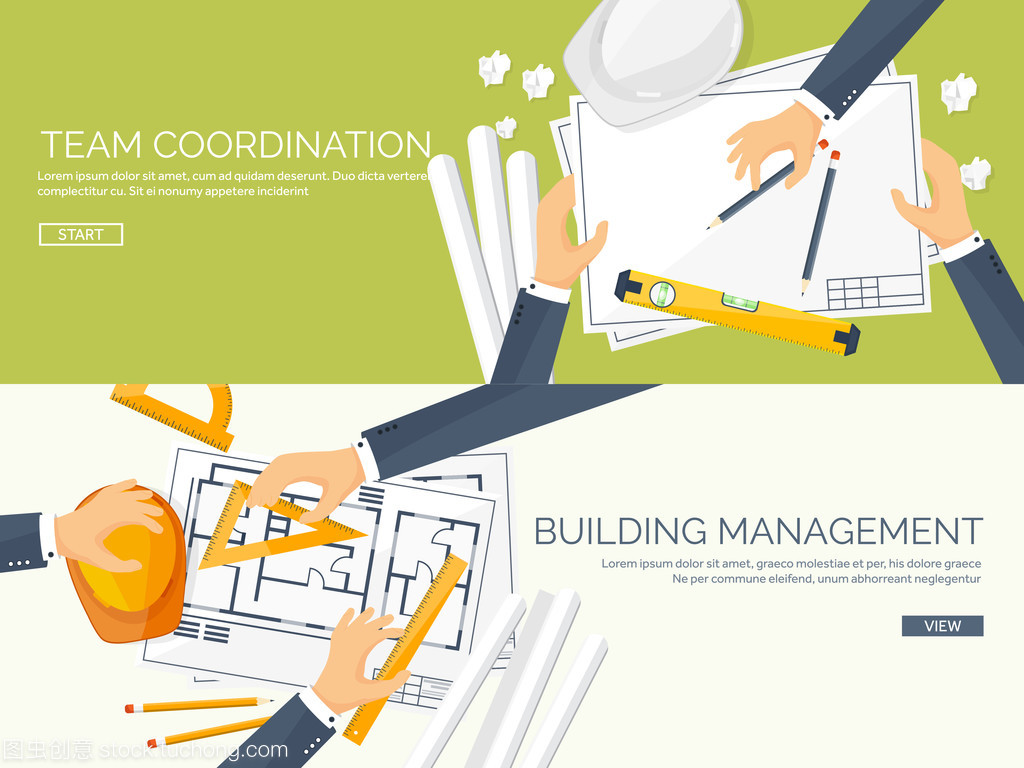 矢量圖。工程和建筑。繪圖、 施工。建筑項目。設計素描。工作區的工具。規劃、 建筑